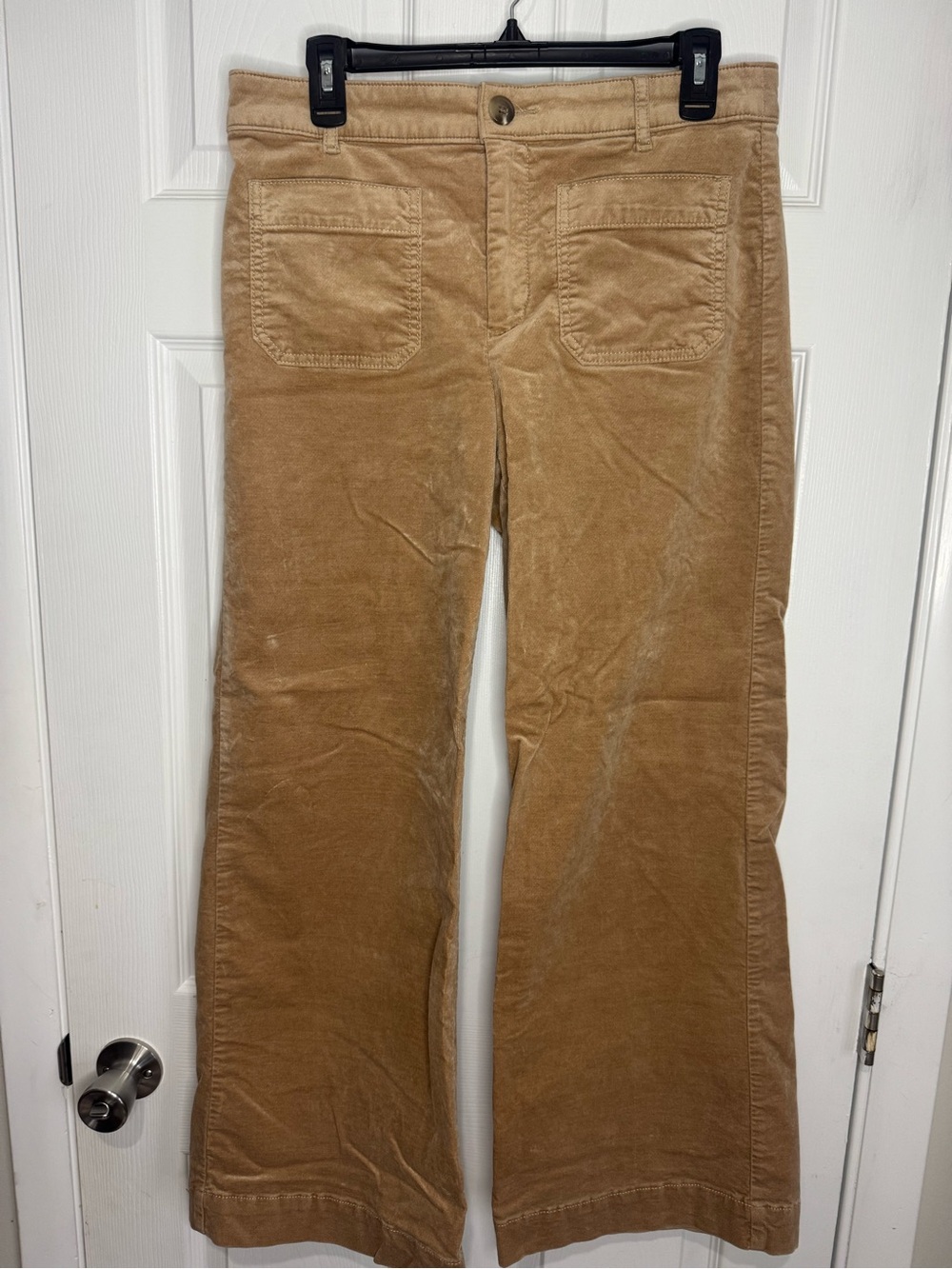 LOFT Tan Palmer Stretch Velvet Flare Wide-Leg Jeans